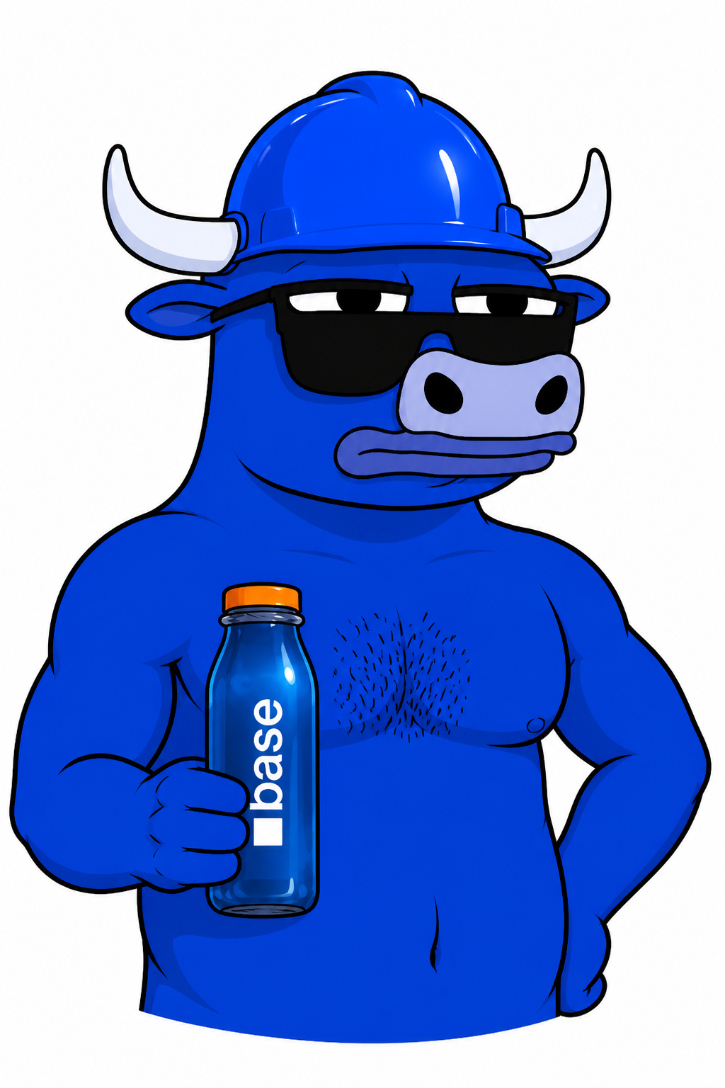 BaseBull mascot, the blue construction bull of Base