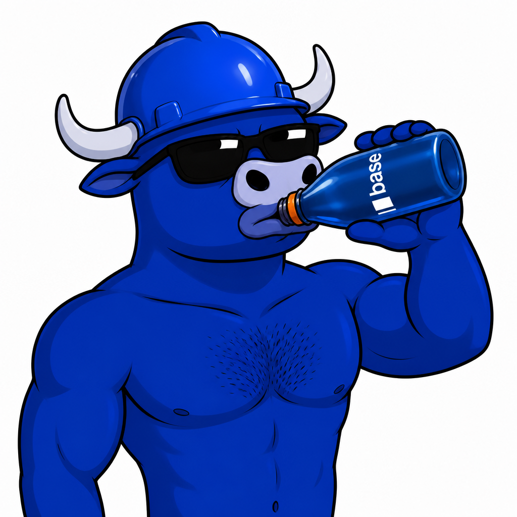 BaseBull chugging a Base bottle