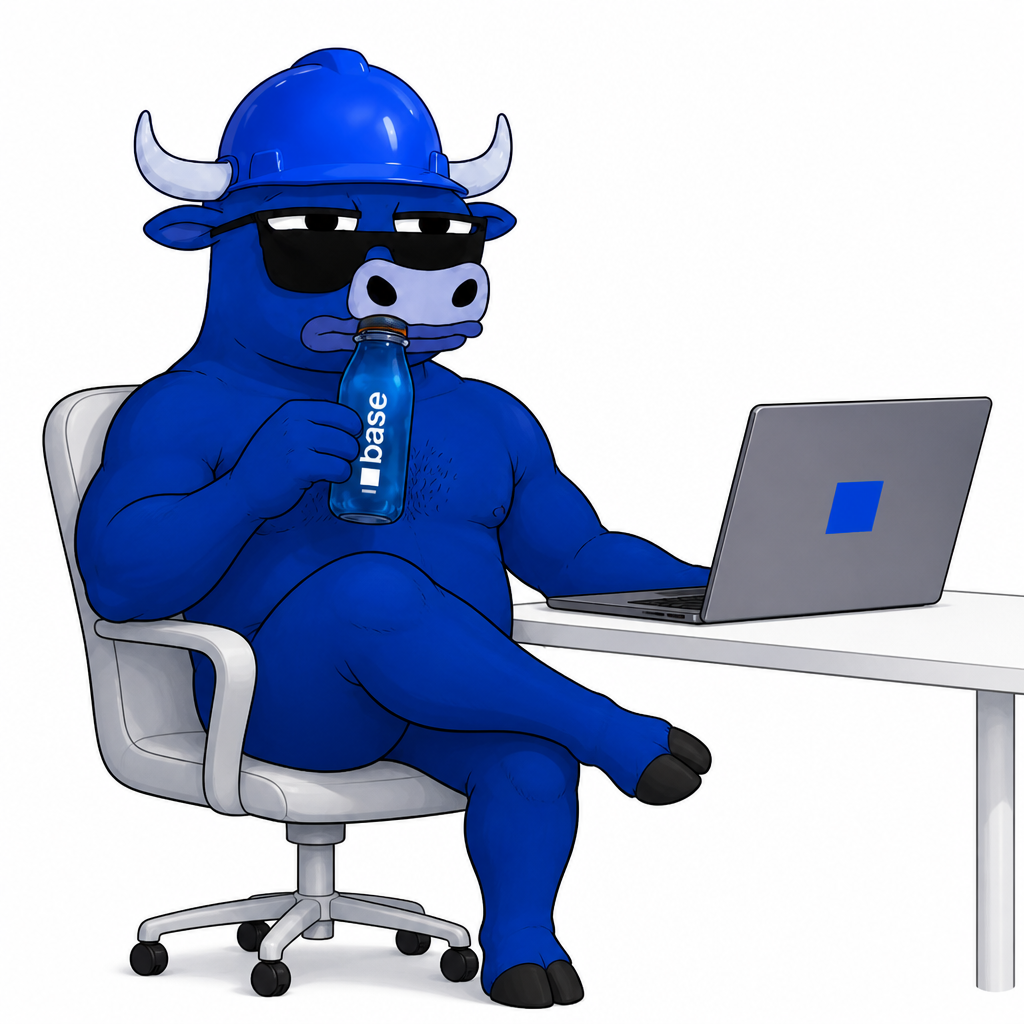 BaseBull trading onchain at night